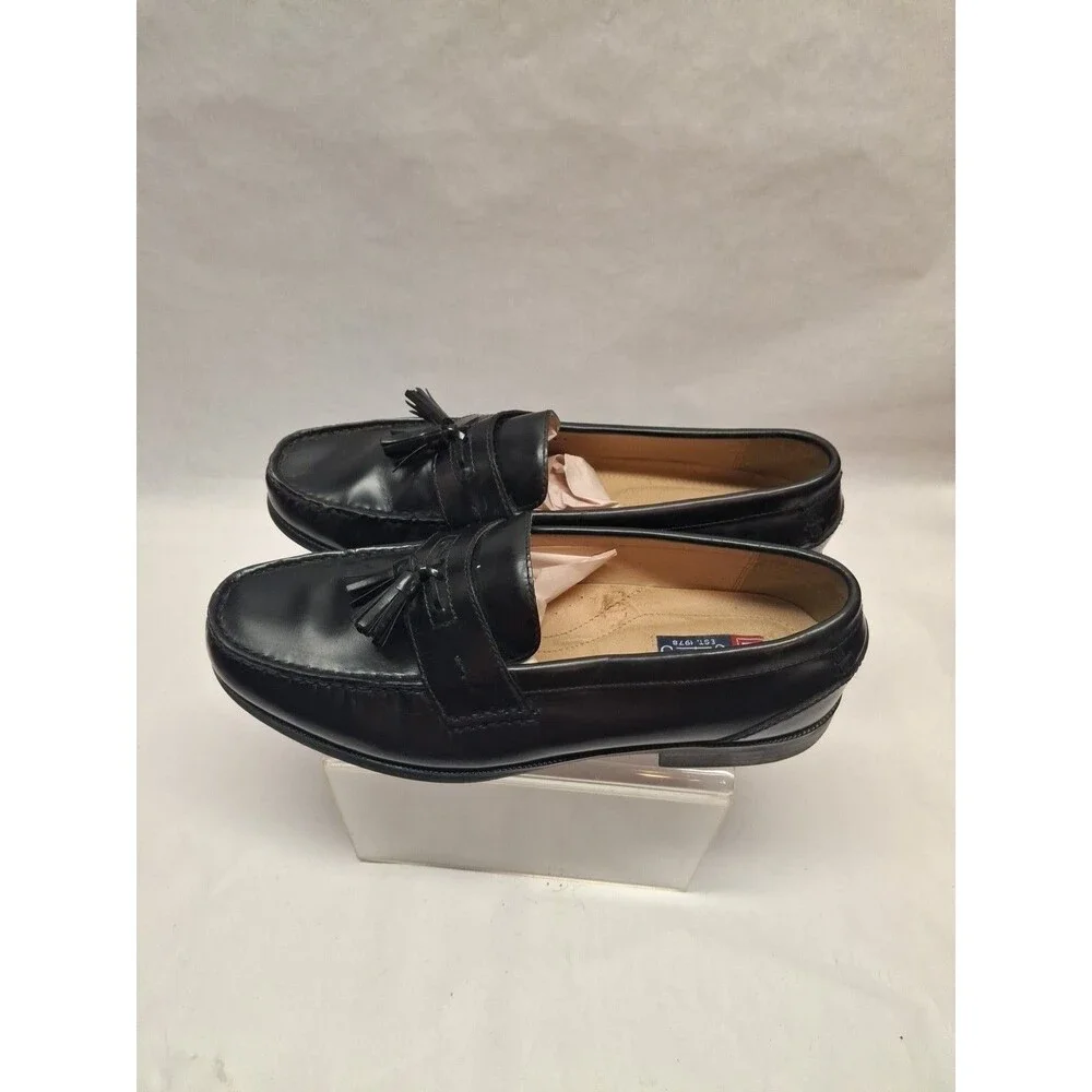 CHAPS Mens Loafer Dress Shoes Black 0968334 Leather Kiltie Tassel Slip On 12M
